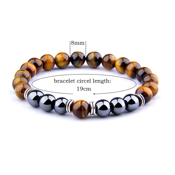 Explosion Style Yellow Tiger Eye Bracelet Fashion Simple Obsidian Alloy Separator Elastic Bracelet