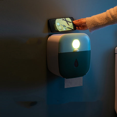 Tissue Box Self Adhesive Wall Mounted USB Power Waterproof Tissue Storage Box for Bathroom