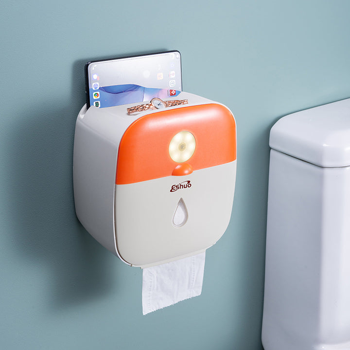 Tissue Box Self Adhesive Wall Mounted USB Power Waterproof Tissue Storage Box for Bathroom