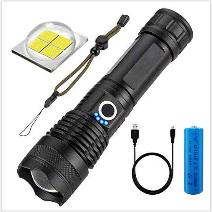 Strong Light Flashlight, Rechargeable, Zoom Power Display, Outdoor Super Bright And Portable