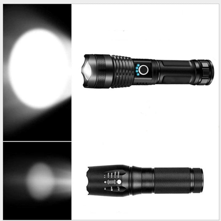 Strong Light Flashlight, Rechargeable, Zoom Power Display, Outdoor Super Bright And Portable