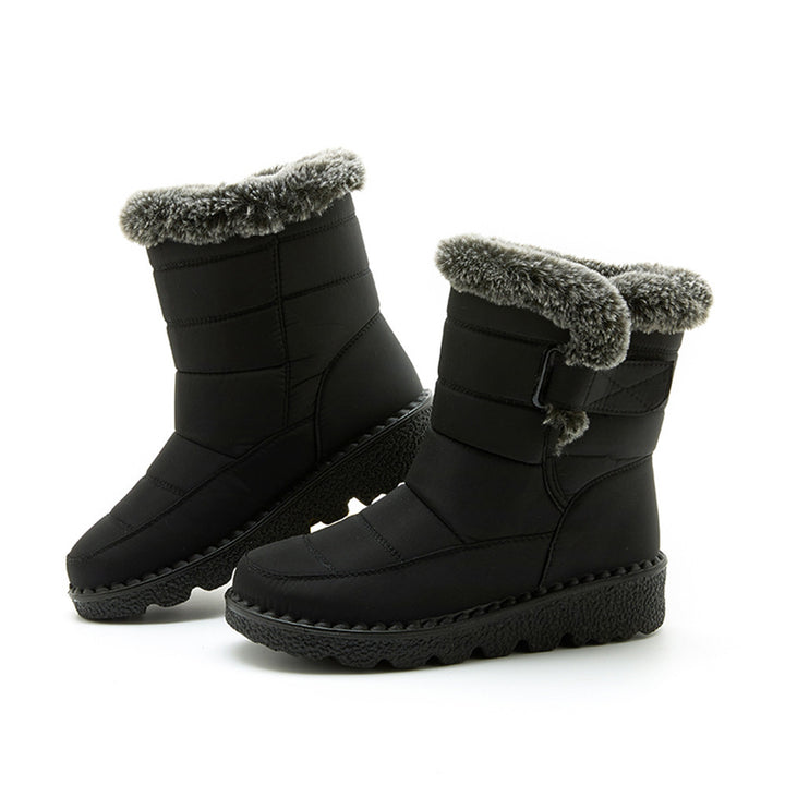Snow Boots Winter Warm Hook And Loop Fastener Plush Shoes Women Waterproof Low Heels Platform Ankle Boots