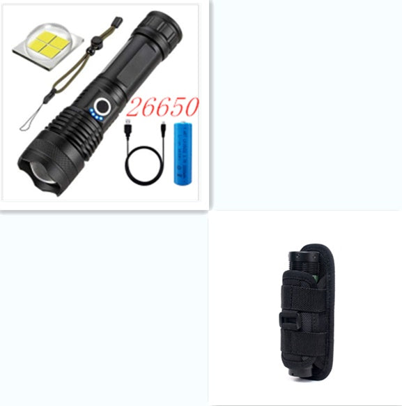 Strong Light Flashlight, Rechargeable, Zoom Power Display, Outdoor Super Bright And Portable