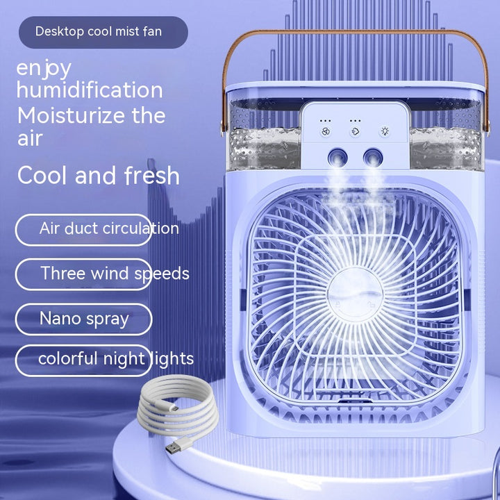 New Charging Version 3 In 1 Air Humidifier Cooling Fan LED Night Light Water Mist Humidification Fan Spray Electric Fan