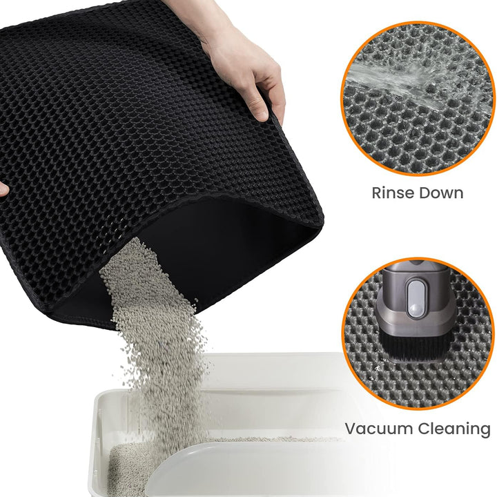 Cat Litter Mat Kitty Litter Trapping Mat 25” X15” Honeycomb Double Layer, Urine Waterproof, Easier to Clean, Litter Box Mat Scatter Control, Less Waste, Soft on Paws, Non-Slip