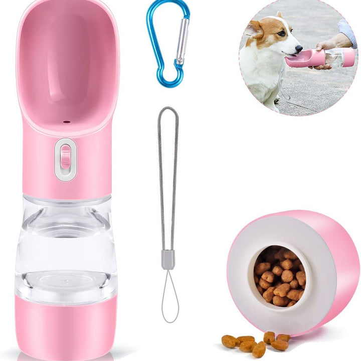 Portable Dog Water Bottle Pet Drinking Bottle Leak Proof Portable Puppy Water Bottle Dispenser and Cats Water Bottle for Walking Traveling Hiking (Pink/258Ml)