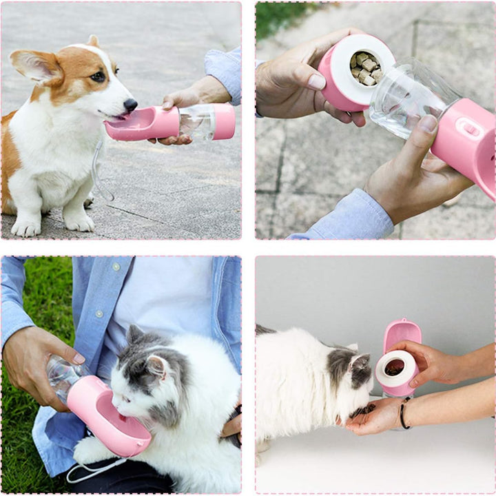 Portable Dog Water Bottle Pet Drinking Bottle Leak Proof Portable Puppy Water Bottle Dispenser and Cats Water Bottle for Walking Traveling Hiking (Pink/258Ml)