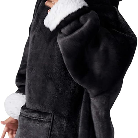 " Kids' Wearable Blanket Hoodie - Black, Hooded Blanket with Pockets and Sleeves, Ideal Gift for Teens"
