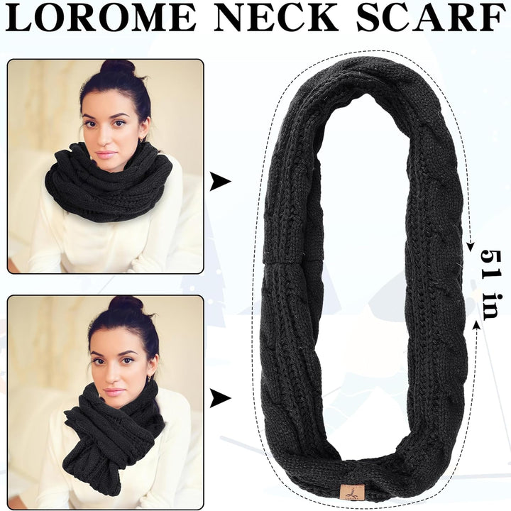 Winter Hat Scarf Gloves and Ear Warmer, Warm Knit Beanie Hat Touch Screen Gloves Set Winter Gifts Neck Scarves for Women