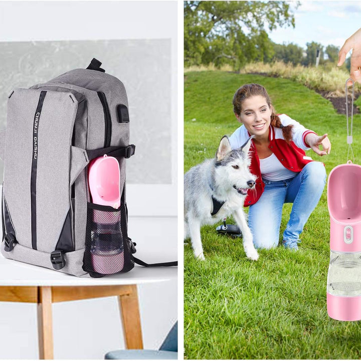 Portable Dog Water Bottle Pet Drinking Bottle Leak Proof Portable Puppy Water Bottle Dispenser and Cats Water Bottle for Walking Traveling Hiking (Pink/258Ml)