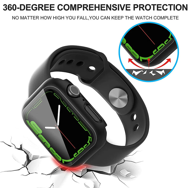 Glass + Case for Apple Watch 45Mm 41Mm 44Mm 40Mm Screen Protector Bumper PC Cover for Iwatch Series 3 4 5 SE 6 7 8 9 Accessories